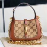 Gucci Women Jackie 1961 Mini GG Shoulder Bag Camel Ebony GG Canvas Crystals – Bild 2