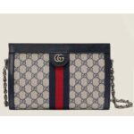 Gucci Damen Ophidia GG Kleine Schultertasche Beige Blau GG Supreme Canvas