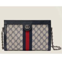 Gucci Women Ophidia GG Small Shoulder Bag Beige Blue GG Supreme Canvas