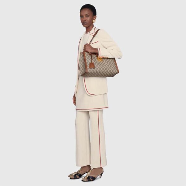 Gucci Women Padlock GG Medium Shoulder Bag Beige Ebony Supreme Canvas (12)