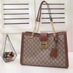 Gucci Women Padlock GG Medium Shoulder Bag Beige Ebony Supreme Canvas – Image 2