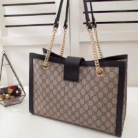 Gucci Women Padlock GG Medium Shoulder Bag Black Beige Ebony Supreme Canvas (1)