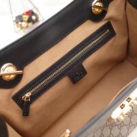 Gucci Women Padlock GG Medium Shoulder Bag Black Beige Ebony Supreme Canvas (1)