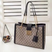 Gucci Women Padlock GG Medium Shoulder Bag Black Beige Ebony Supreme Canvas (1)