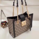 Gucci Women Padlock GG Small Shoulder Bag Black Beige Ebony Supreme Canvas - Bild 3