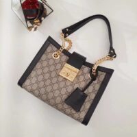 Gucci Women Padlock GG Small Shoulder Bag Black Beige Ebony Supreme Canvas (9)