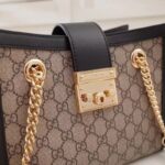 Gucci Women Padlock GG Small Shoulder Bag Black Beige Ebony Supreme Canvas - Bild 6
