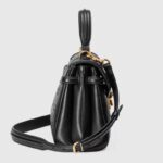 Gucci Women Small GG Top Handle Bag Black Debossed Leather Double G - immagine 3