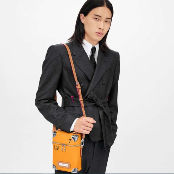 Louis Vuitton LV Men Vertical Soft Trunk Bag Saffron Yellow Cowhide Leather (6)