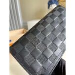 Louis Vuitton LV Unisex Brazza Wallet Black Damier Infini Leather – Image 6