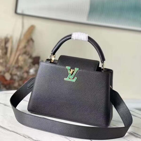 Louis Vuitton LV Unisex Capucines BB Handbag Black Taurillon Cowhide Leather (4)
