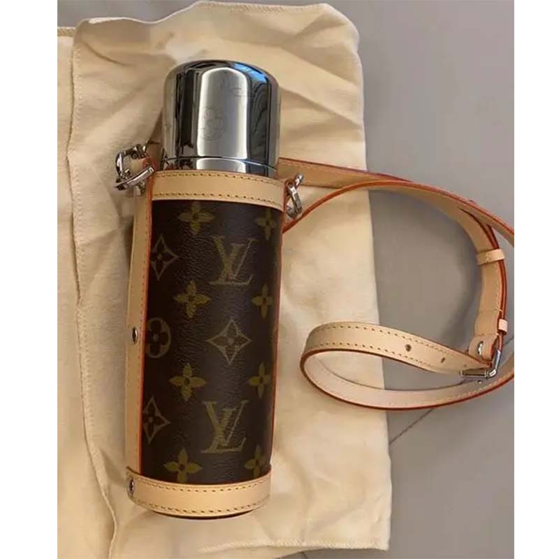 Sold at Auction: Louis Vuitton Monogram Steel and Canvas Flask Holder