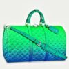 Louis Vuitton LV Unisex Keepall 50B Blue Green Taurillon Cowhide Leather