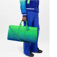 Louis Vuitton LV Unisex Keepall 50B Blue Green Taurillon Cowhide Leather (4)