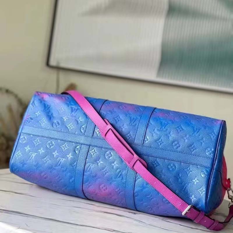 Louis Vuitton Keepall 50B Taurillon Illusion Blue/Pink in Leather