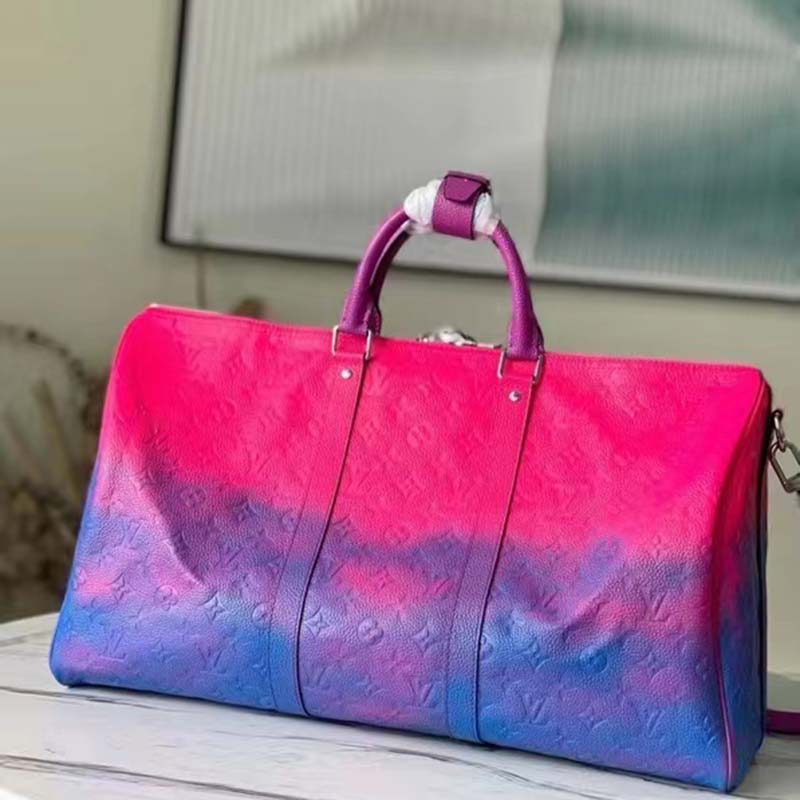 Louis Vuitton Keepall 50B Taurillon Illusion Blue/Pink in Leather with  Silver-tone - US