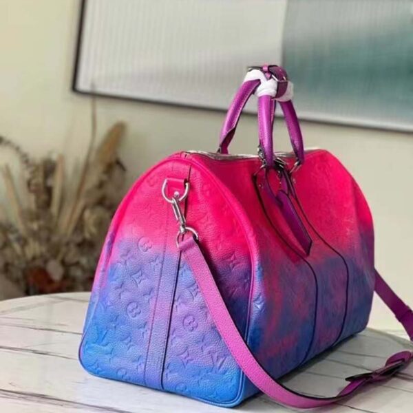 Louis Vuitton LV Unisex Keepall 50B Blue Pink Taurillon Cowhide Leather (3)