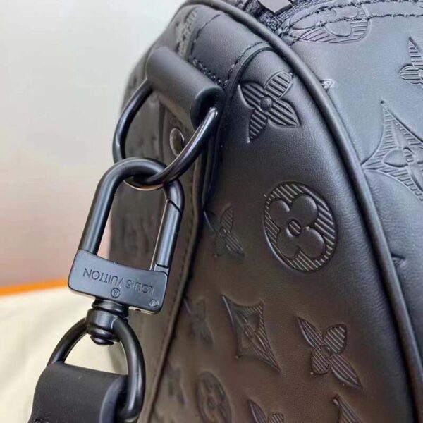 Louis Vuitton LV Unisex Keepall Bandoulière 50 Bag Black Monogram Shadow Embossed Leather (2)