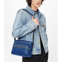 Louis Vuitton LV Unisex Outdoor Messenger Navy Blue Taiga Cowhide Leather Monogram Canvas (6)