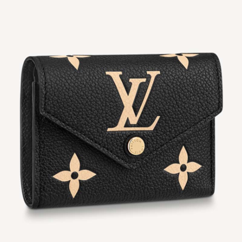 Louis Vuitton wallet vienova leather black monogram embossed simple  fashionable