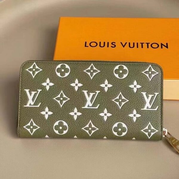 Louis Vuitton LV Unisex Zippy Wallet Green Monogram Empreinte Embossed Supple Grained Cowhide (1)