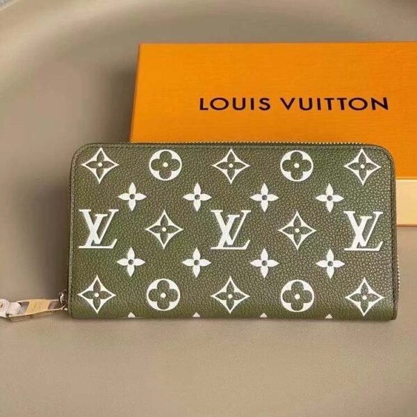 Louis Vuitton LV Unisex Zippy Wallet Green Monogram Empreinte Embossed Supple Grained Cowhide (6)