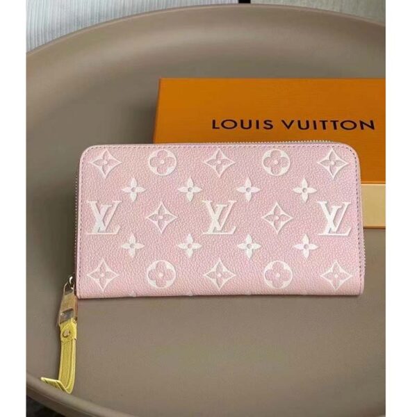 Louis Vuitton LV Unisex Zippy Wallet Pink Monogram Empreinte Embossed Supple Grained Cowhide (4)