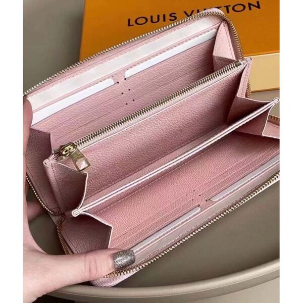 Louis Vuitton LV Unisex Zippy Wallet Pink Monogram Empreinte Embossed Supple Grained Cowhide (6)