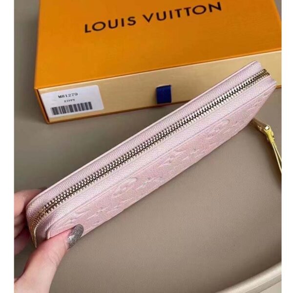 Louis Vuitton LV Unisex Zippy Wallet Pink Monogram Empreinte Embossed Supple Grained Cowhide (7)
