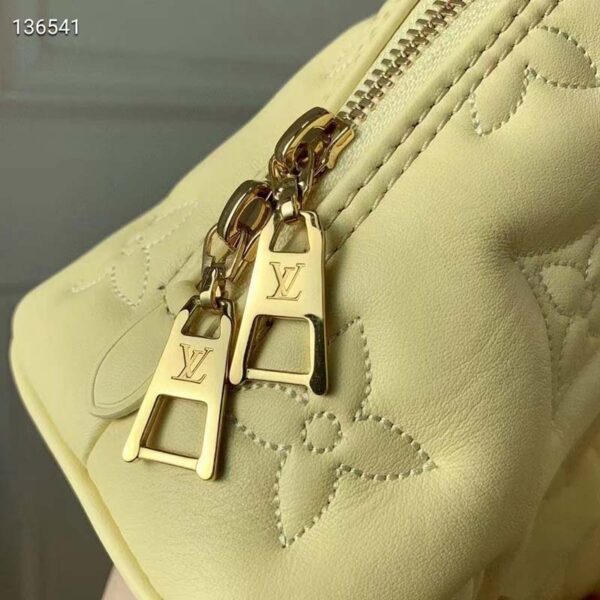 Louis Vuitton LV Women Alma BB Handbag Banana Yellow Quilted Embroidered Calf (10)