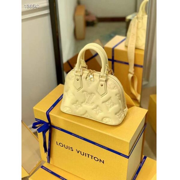 Louis Vuitton LV Women Alma BB Handbag Banana Yellow Quilted Embroidered Calf (11)