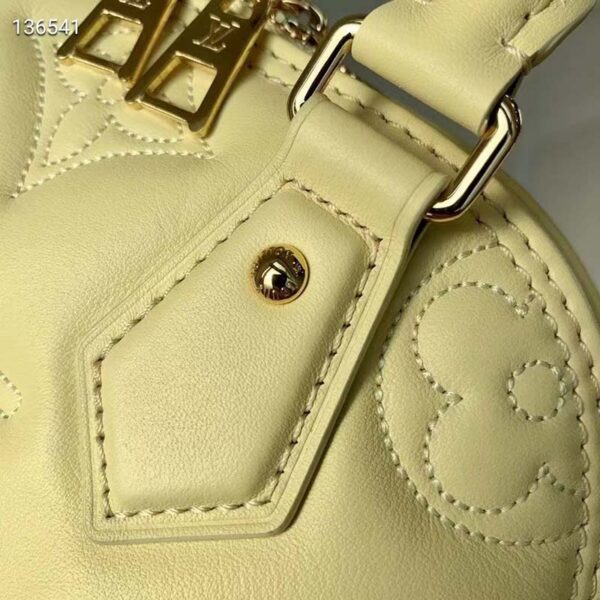 Louis Vuitton LV Women Alma BB Handbag Banana Yellow Quilted Embroidered Calf (3)
