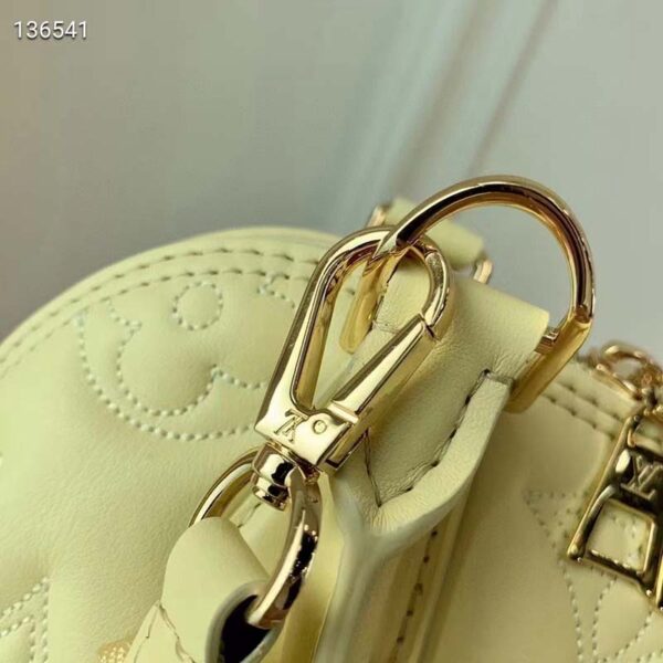 Louis Vuitton LV Women Alma BB Handbag Banana Yellow Quilted Embroidered Calf (5)