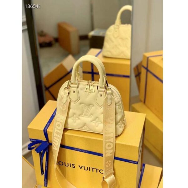 Louis Vuitton LV Women Alma BB Handbag Banana Yellow Quilted Embroidered Calf (7)
