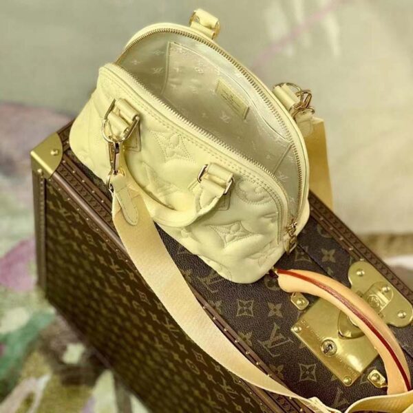 Louis Vuitton LV Women Alma BB Handbag Banana Yellow Quilted Embroidered Calf (8)