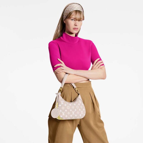 Louis Vuitton LV Women Bagatelle Beige Handbag Printed Embossed Grained Cowhide Leather