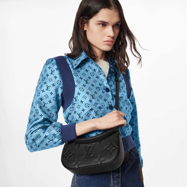 Louis Vuitton LV Women Bagatelle Black Handbag Monogram Empreinte Embossed Grained Cowhide (12)