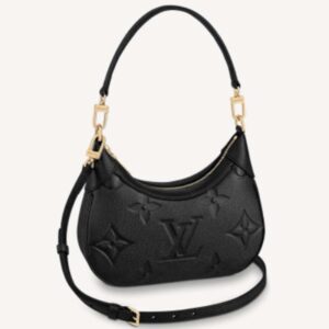 Louis Vuitton LV Women Bagatelle Black Handbag Monogram Empreinte Embossed Grained Cowhide