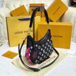 Louis Vuitton LV Women Bagatelle Black Handbag Printed Embossed Grained Cowhide Leather - Image 4