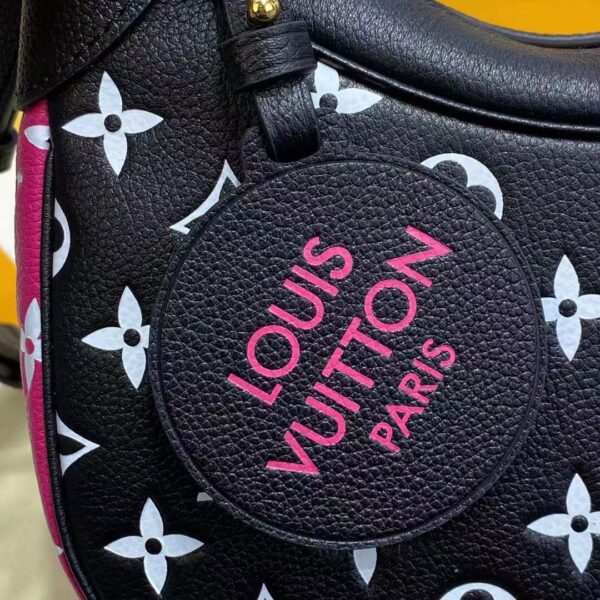 Louis Vuitton LV Women Bagatelle Black Handbag Printed Embossed Grained Cowhide Leather (4)