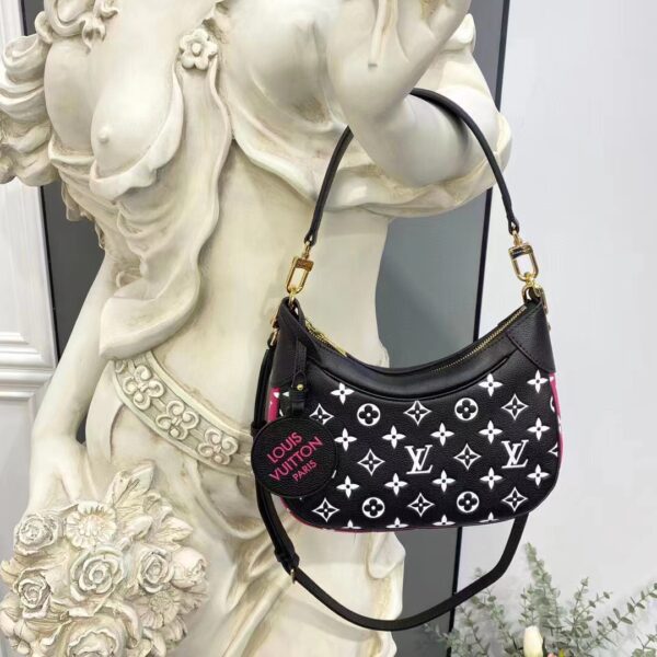 Louis Vuitton LV Women Bagatelle Black Handbag Printed Embossed Grained Cowhide Leather (5)