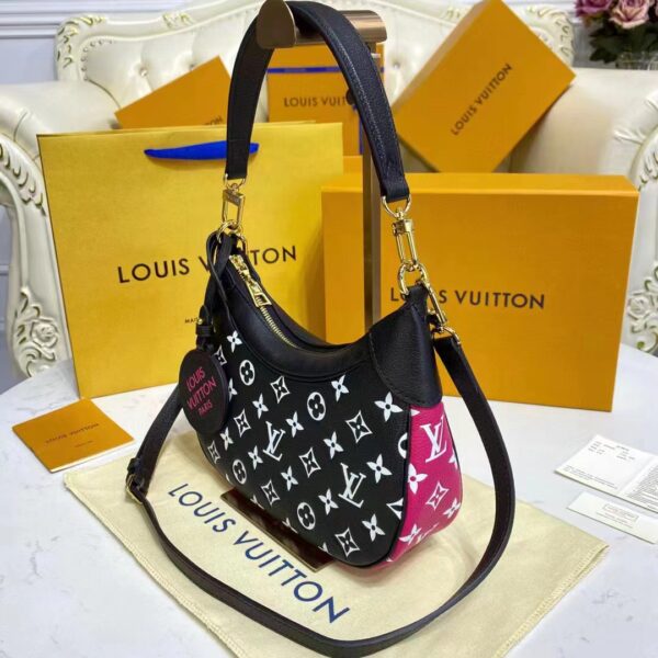 Louis Vuitton LV Women Bagatelle Black Handbag Printed Embossed Grained Cowhide Leather (8)