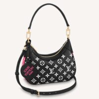 Louis Vuitton LV Women Bagatelle Black Handbag Printed Embossed Grained Cowhide Leather (9)