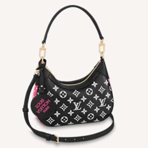 Louis Vuitton LV Women Bagatelle Black Handbag Printed Embossed Grained Cowhide Leather