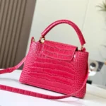 Louis Vuitton LV Women Capucines BB Handbag Pink Crocodilian Leather