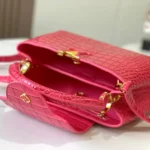 Louis Vuitton LV Women Capucines BB Handbag Pink Crocodilian Leather