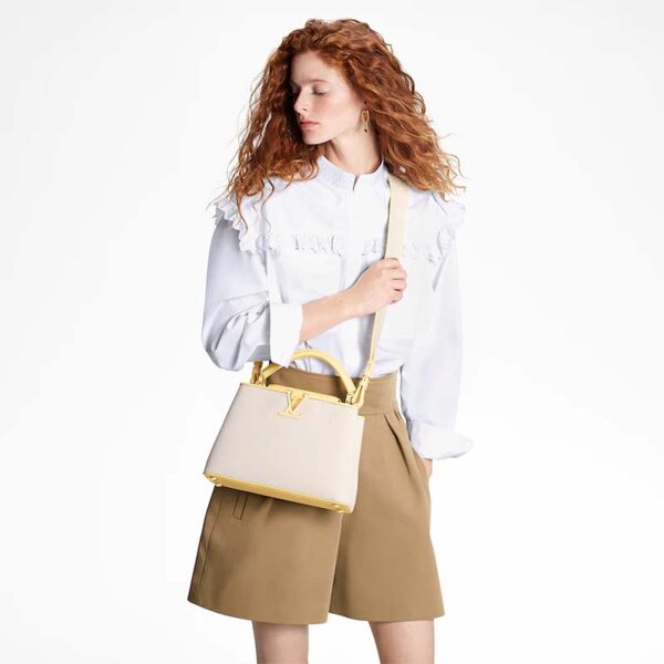 Louis Vuitton LV Women Capucines BB Handbag Yellow Taurillon Leather Canvas (11)