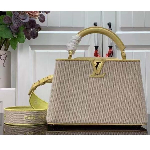 Louis Vuitton LV Women Capucines BB Handbag Yellow Taurillon Leather Canvas (4)