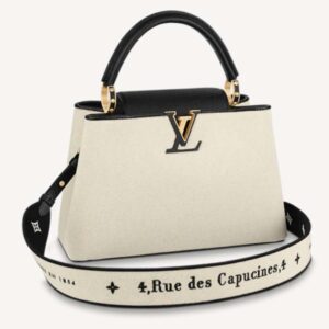 Louis Vuitton LV Women Capucines MM Handbag Black Taurillon Leather Canvas