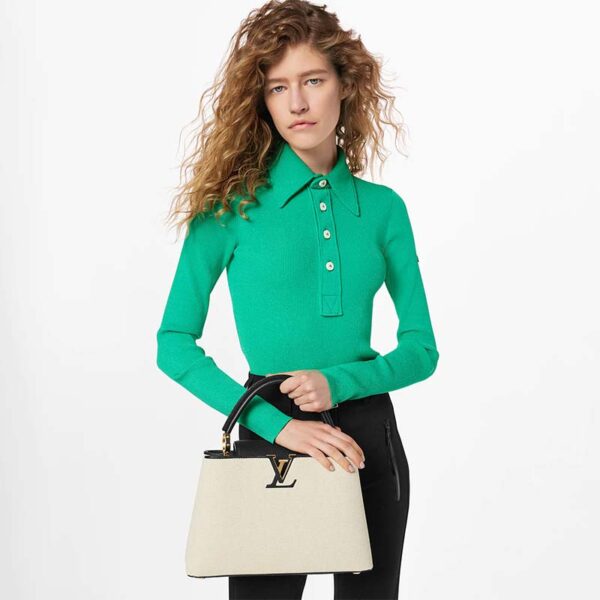 Louis Vuitton LV Women Capucines MM Handbag Black Taurillon Leather Canvas (10)
